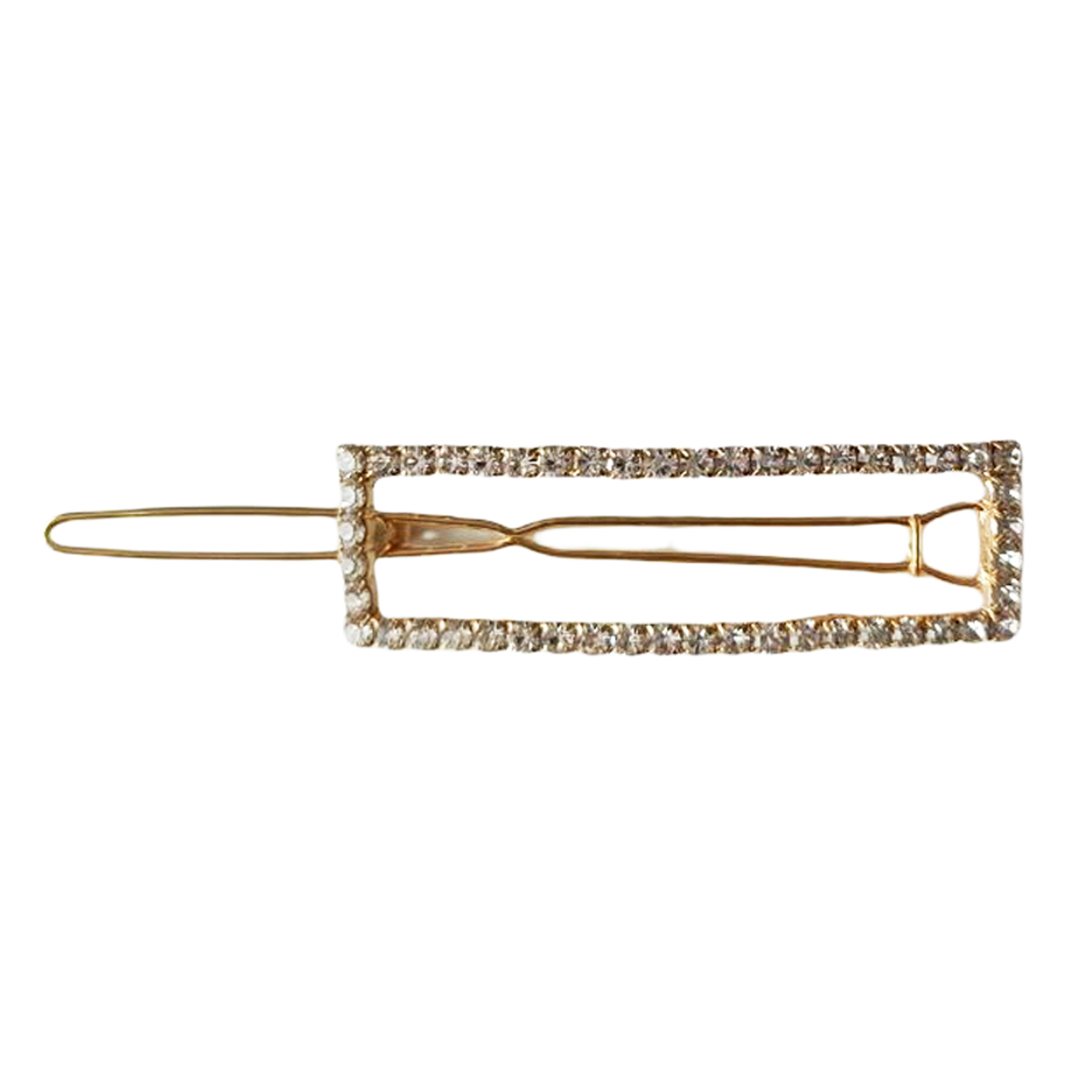 Barrette boule \'Sissi\' blanc doré - motif 50x15 mm - [R7373]