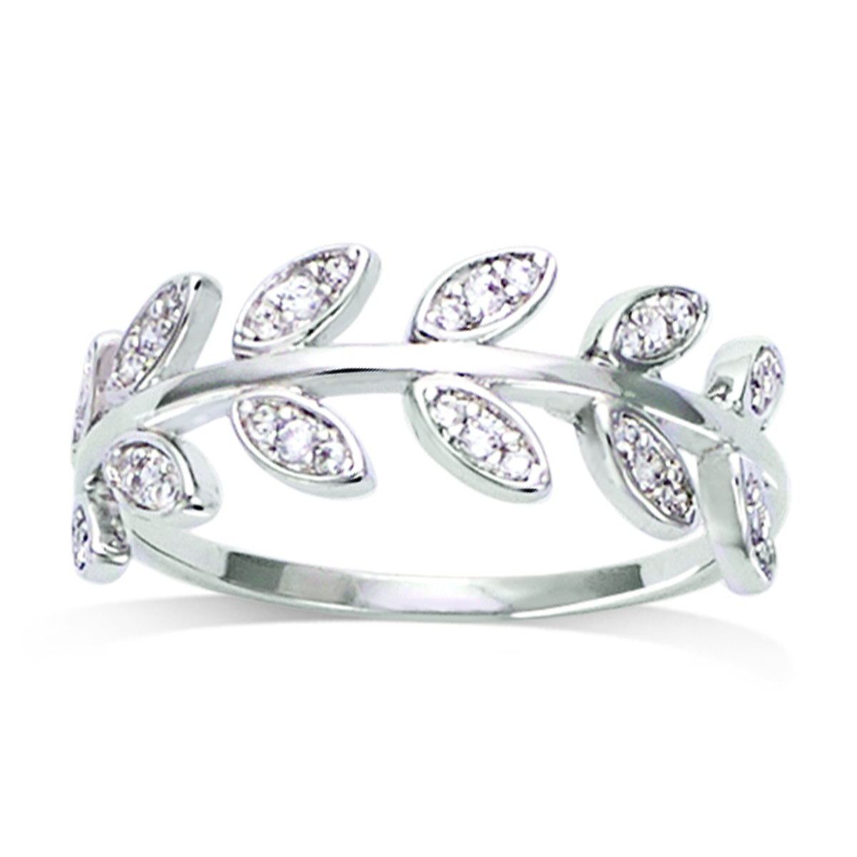 Bague Argent \'Épi de blé\' blanc argenté (rhodié) - 7 mm - [R7385]