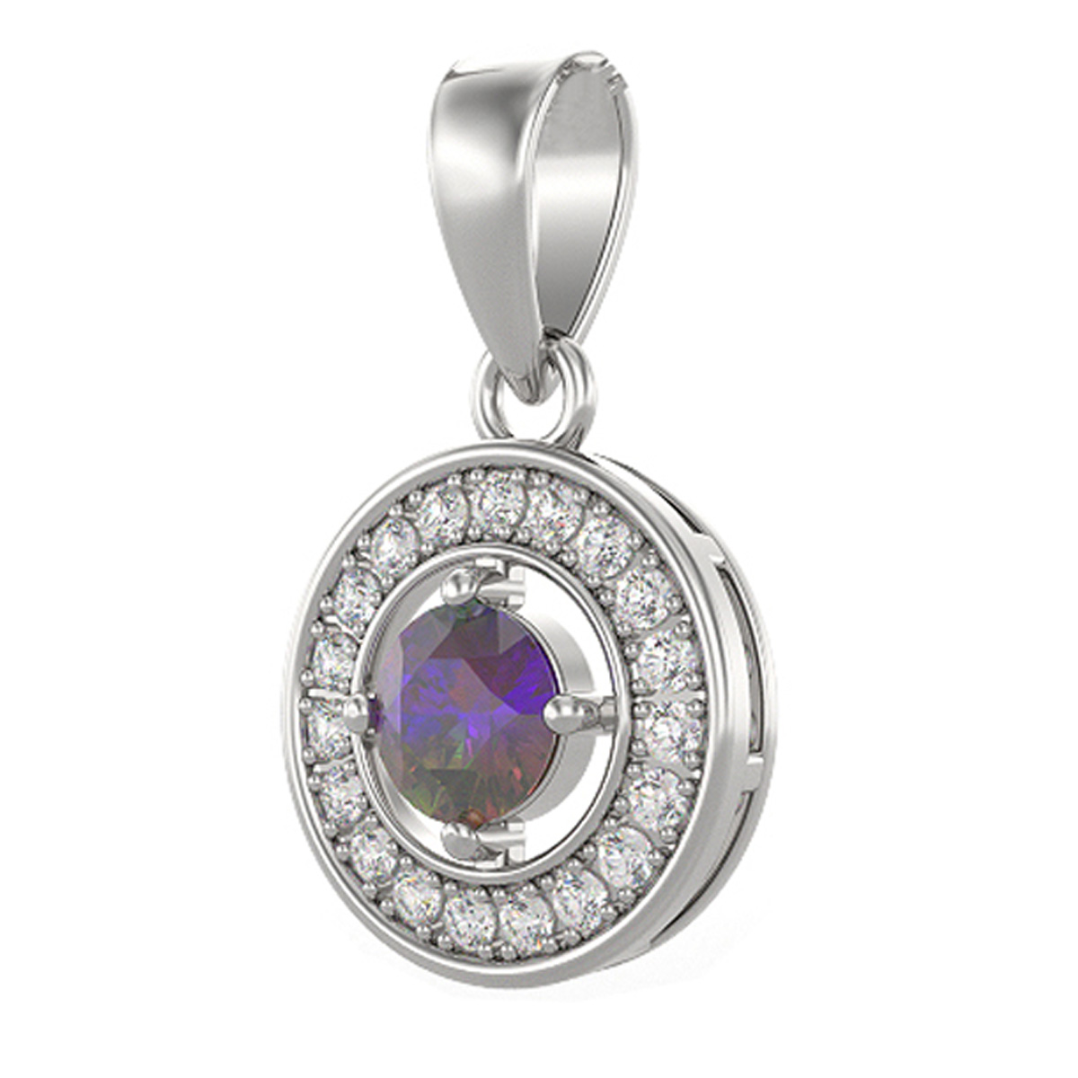 Pendentif Argent \'Sissi\' violet boréal argenté (rhodié) - 10 mm - [R7415]