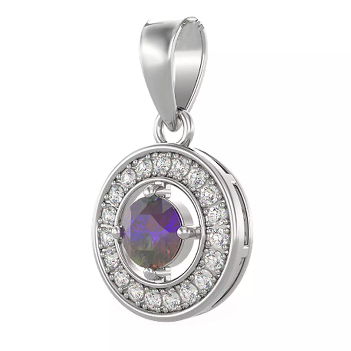 les trésors de lily Pendentif Argent 'Sissi' violet boréal argenté (rhodié) 10 mm [R7415]