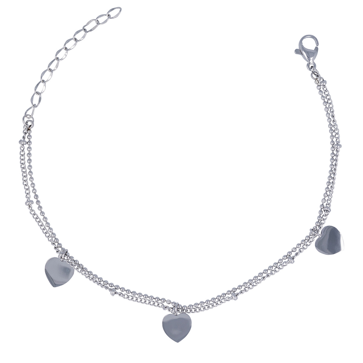 Bracelet Acier \'Love\' argenté - 2 rangs, 8 mm - [R7423]