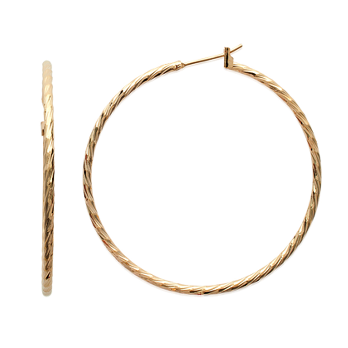 Créoles Plaqué Or \'Chorégraphie\' doré - 50x2 mm (diamantées) - [R7446]