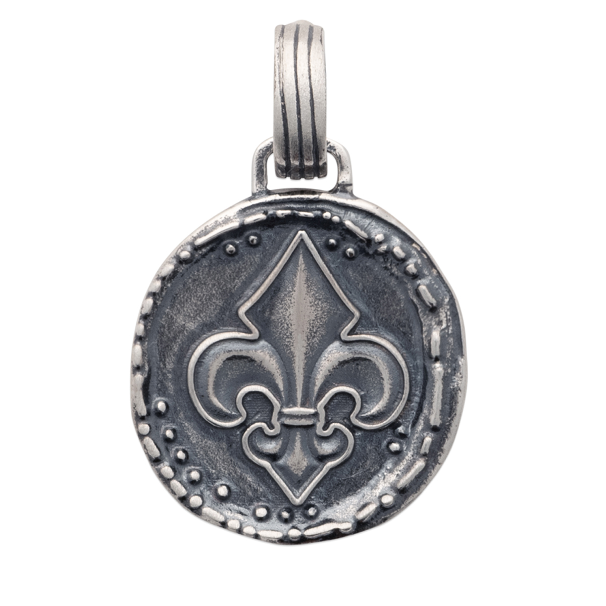 Pendentif Argent \'Vikings\' argenté vieilli - 17x15 mm (fleur de lys) - [R7451]
