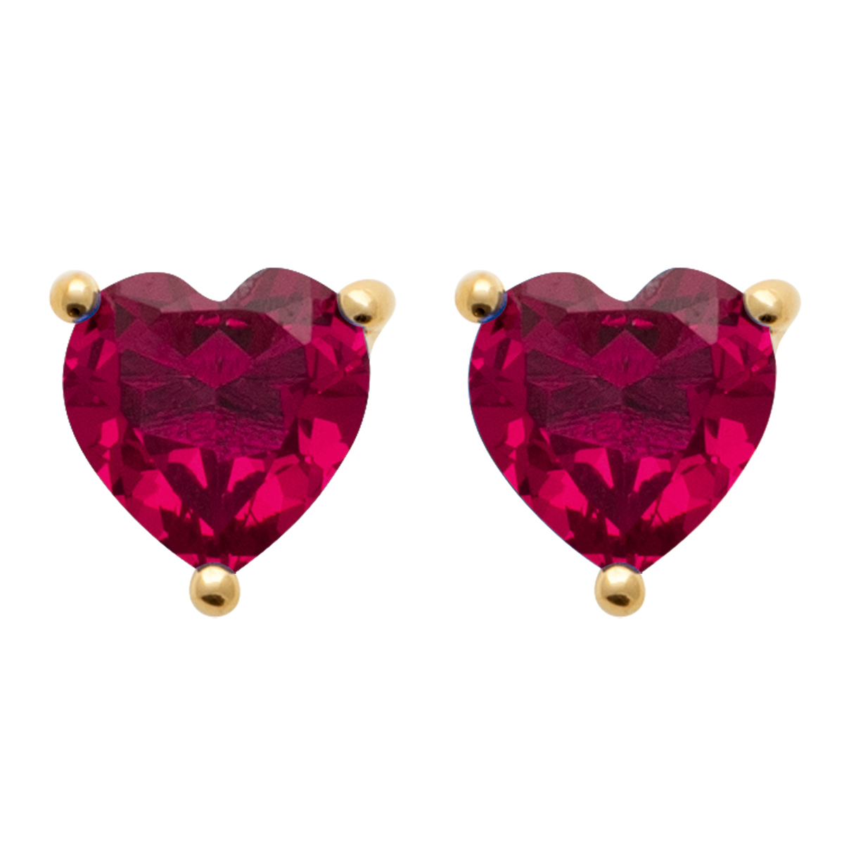 Boucles Plaqué Or \'Love\' rubis doré - 5x5 mm - [R7457]