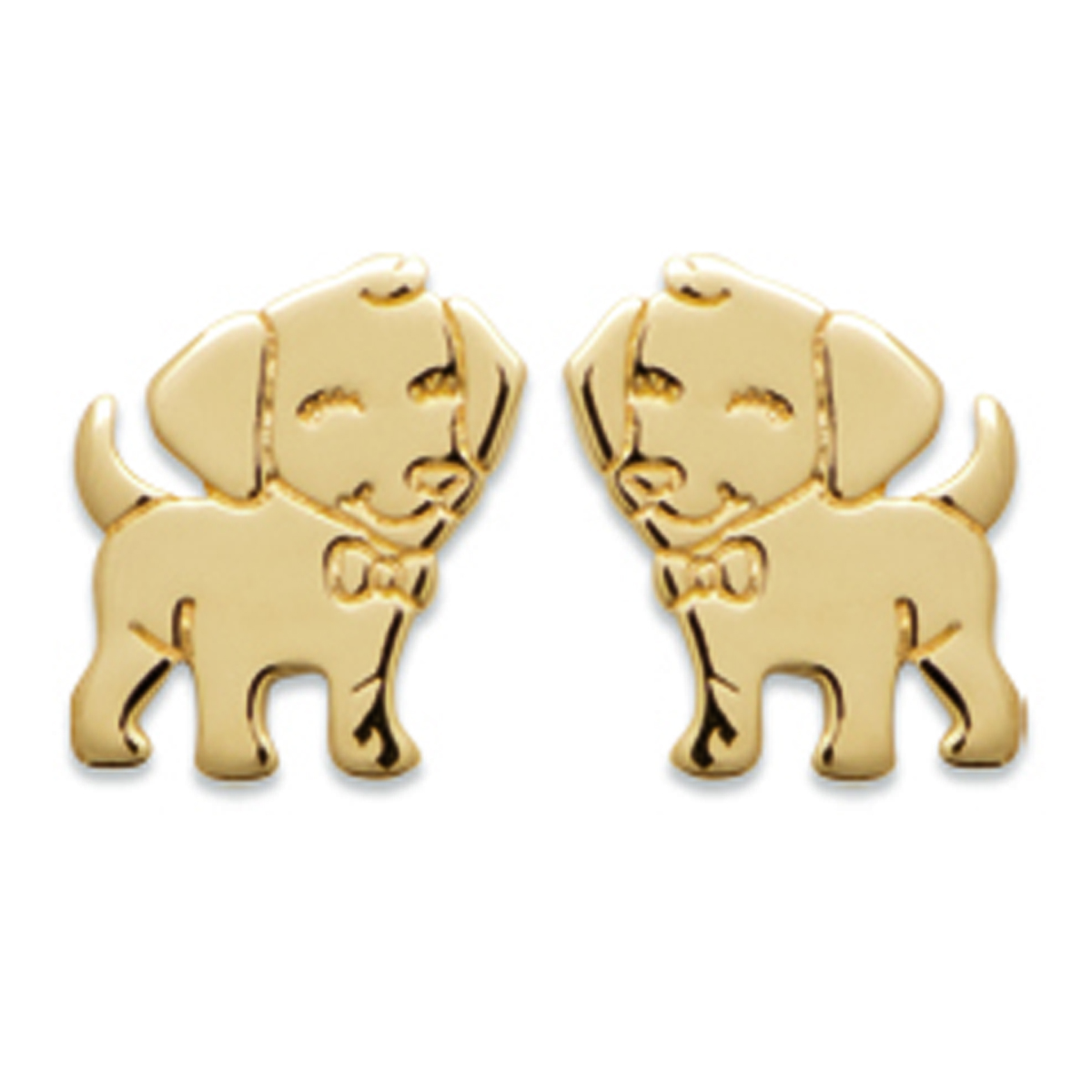 Boucles Plaqué Or \'Chiens\' doré - 10x9 mm - [R7459]
