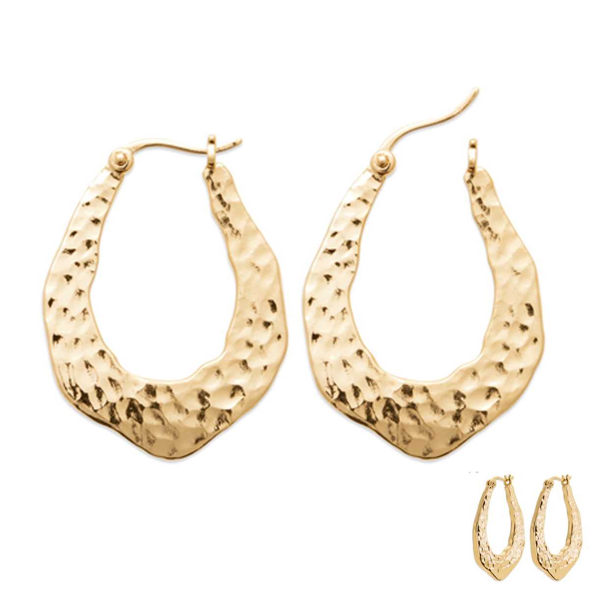 Créoles Plaqué Or \'Cleapatra\' doré - 30x23 mm, 7 mm - [R7475]