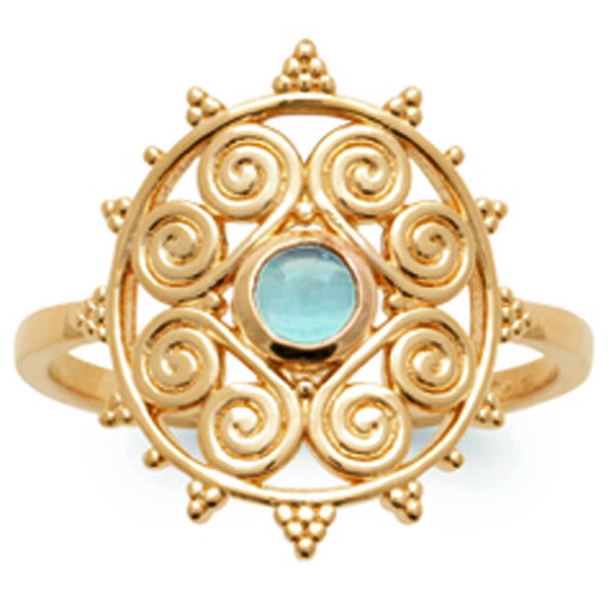 Bague Plaqué Or \'Cléopatra\' bleu doré - 17 mm - [R7488]