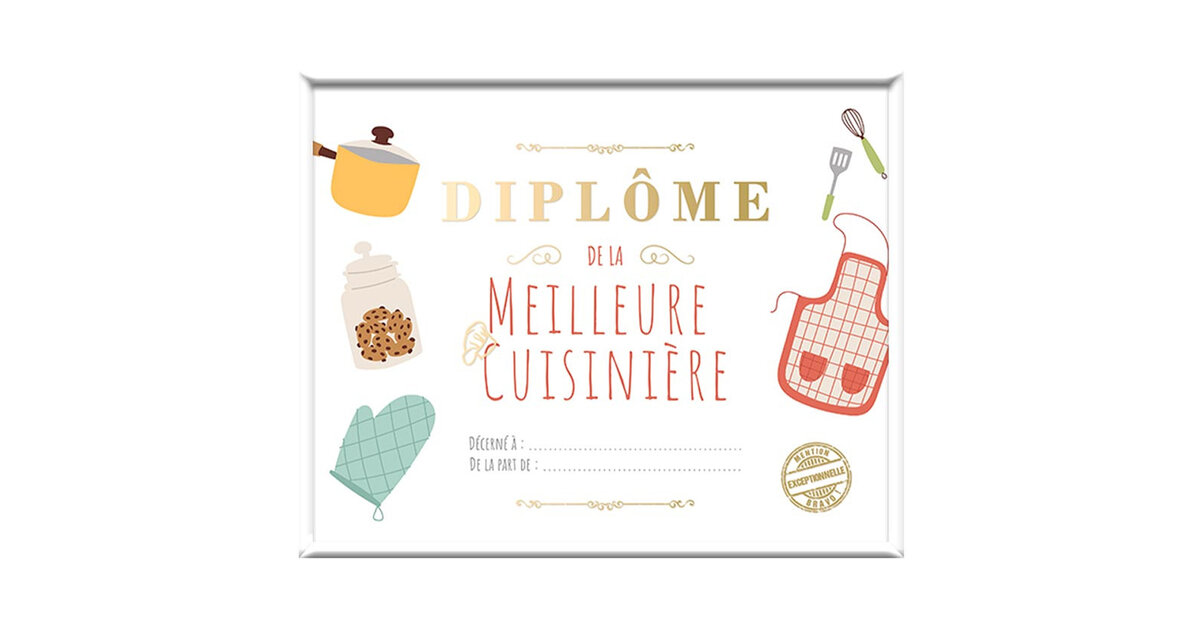 Cadre diplôme de la 'Meilleure Cuisinière' multicolore - 25x20 cm - [A3460]