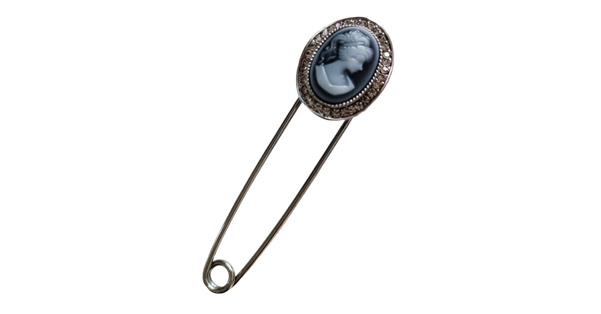 Broche Ancienne Style Art Déco/Nouveau – Métal Argenté, Camée Créateur, Vintage Français