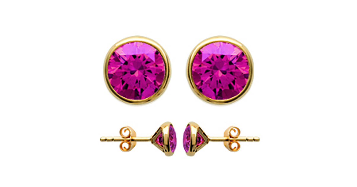Boucles D'oreilles Avec Rubis 2x6 Mm - Plaqué Or Blanc 18K - Marque A Bijoux - Neuf Avec étiquettes