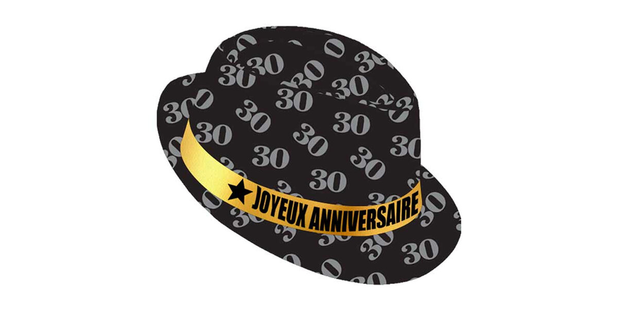 Chapeau Anniversaire 30 Ans Noir Et Rose - Taille Unique Adulte - Décoré Plumes - Cadeau Festif