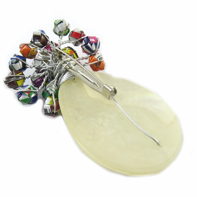 Broche Nacre Miniature Laquée Fedoskino Russie Peint Main Signé