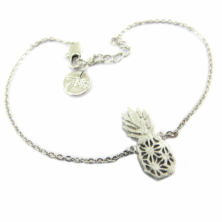 Bracelet Argent Motif Ananas - Longueur 16 Cm - Occasion