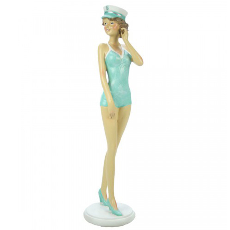 Figurine Déco Clever-deko : Baigneur Femme Assis Gris Rétro Pour Salle De Bain