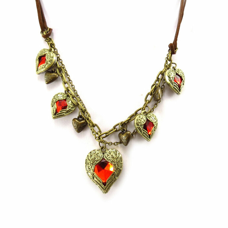 Collier Pendentif Doré Vieilli Avec Améthyste Violet Et Perle Baroque - Neuf Sans Emballage