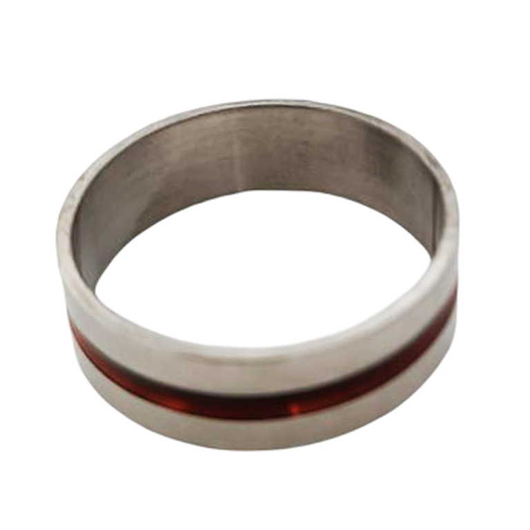 Bague acier 'Peaceful' rouge argenté mm [R8242]