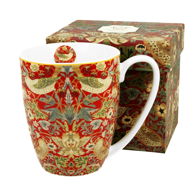 Mug porcelaine 'William Morris Collection' rouge (Strawberry Thief ...