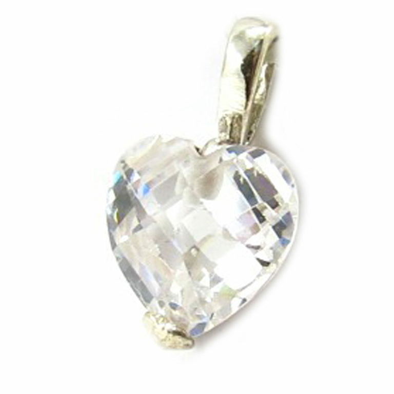 Coeur Oxydes de zirconium en Argent 925/1000 Rhodié