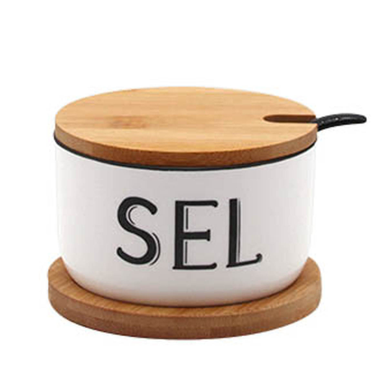 Pot et cuillère bois à Fleur de Sel Pot et cuillère bois à Fleur de Sel