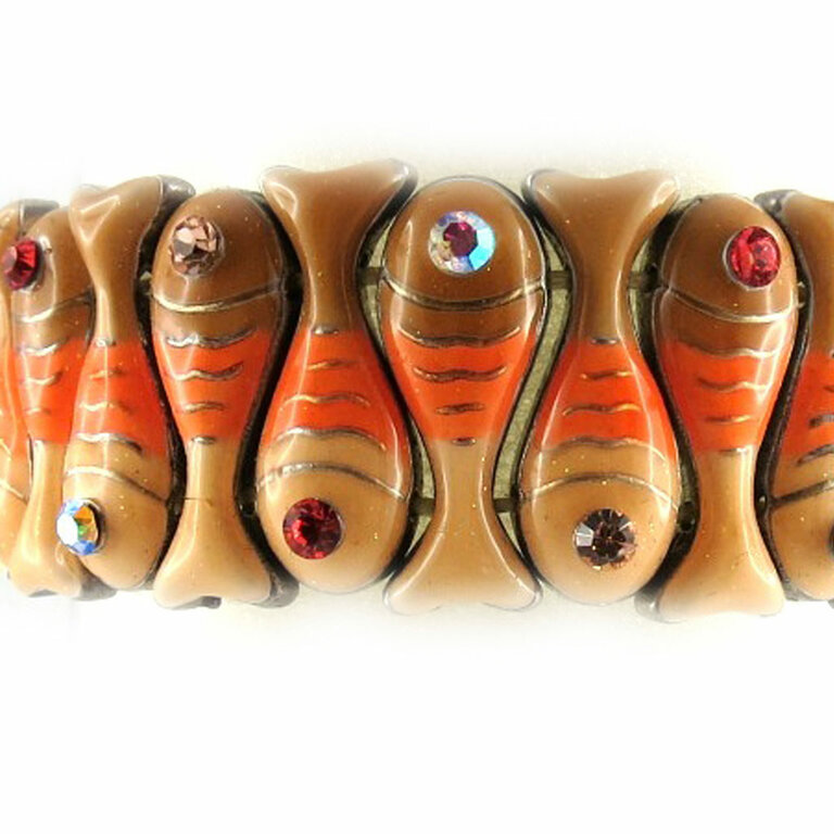 Bracelet Argenté Vintage Avec Charm Poissons - Sam Et Lou Paris - Occasion