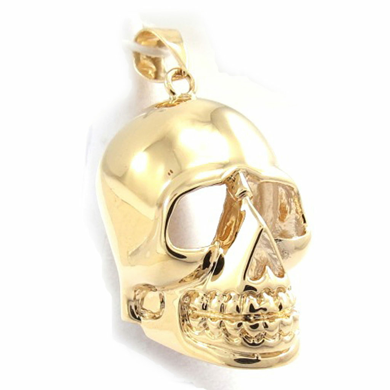 Pendentif Tête De Mort Plaqué Or 18 Carats - 10x8mm - Sans Nickel - Petugons