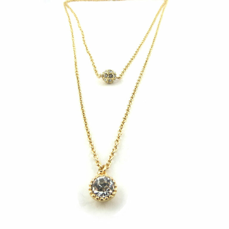 Collier Sautoir 2 Rangs Perles Roses Et Quartz Naturel - Bijou Fantaisie Baroque