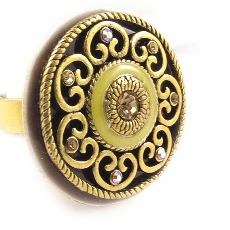 Bague Créateur 'Babouchka' Marron Jaune - [C5386