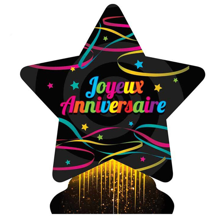 AUGSUN 10 Pièces Centre de Table Anniversaire, Français Joyeux Décor | Décoration de Fête, Joyeux Anniversaire, Français Accessoires, pour Table, Centre Décor