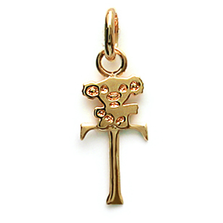 Pendentif Médaillon Cœur En Plaqué Or, Lettre T, 1,5 Cm, Occasion Bel état