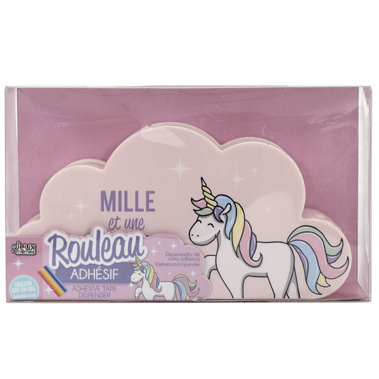 Accessoire Bureau Mignon Distributeur Ruban Adhésif Licorne Hibucuo - Design Mignon Avec Recharge Arc-en-ciel Ruban Washi Arc-en-ciel
