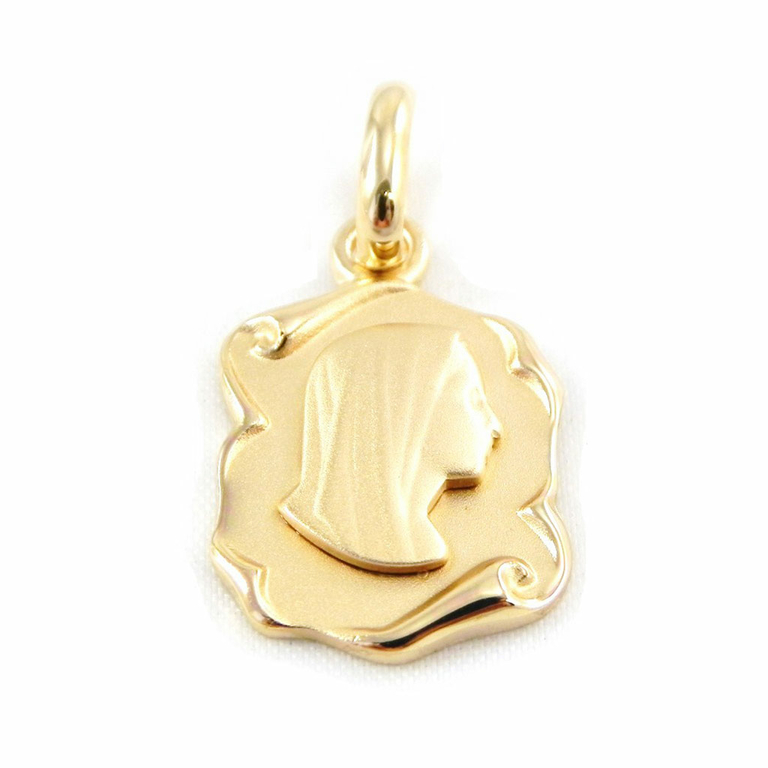 Pendentif Vierge Marie peinte à la main en argent, perles et pierres transparent