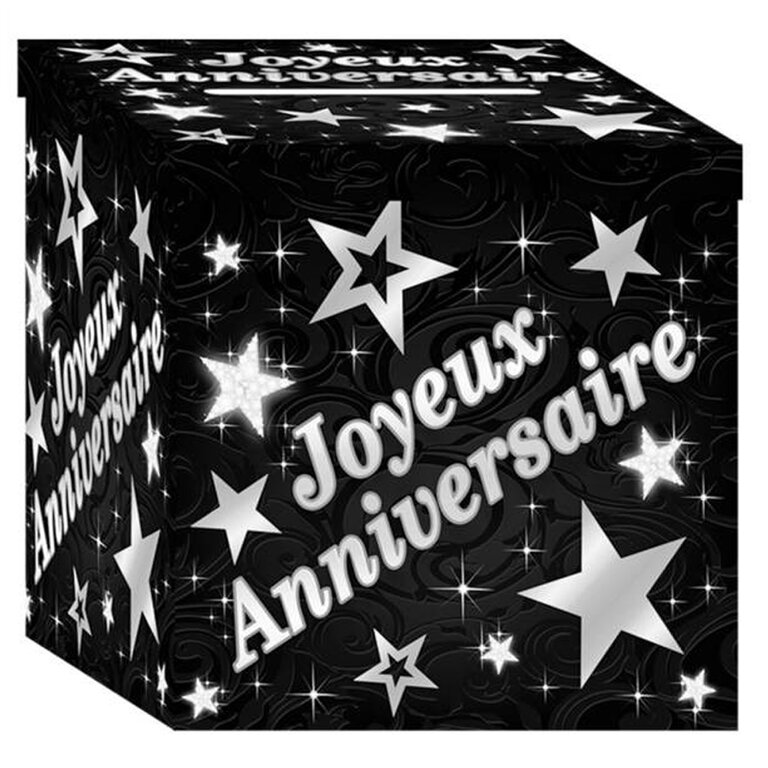 Urne Métallique Joyeux Anniversaire Fuchsia - Décoration Festive Élégante Pour Table Ou Cadeau