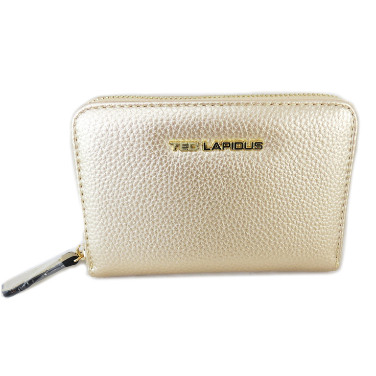 Portefeuille Wristlet Femme No Boundaries – Doré, Côté Transparent, Fermeture Zip, Neuf