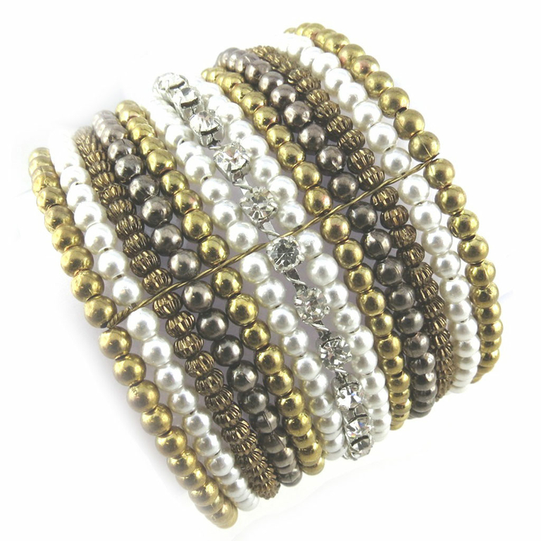 Bijoux Bracelet élastique blanc doré - Kalisaya  - TU main image 1