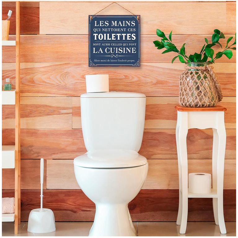 Plaque Métal Humour – Mains Qui Nettoient Toilettes – 21x15cm – Idée Cadeau