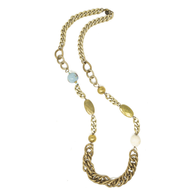 Collier Sautoir Fantaisie Artisanal En Verre Rouge - Bijou Long Femme - Neuf Sans Emballage
