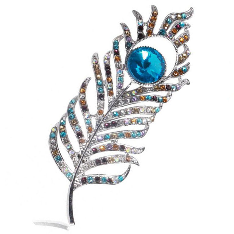 Broche XXL Paon En Argent Filigrané Artisanal - Dimensions 38x80 Mm - Argent 925 ‰ - Occasion