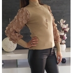 pull manches ballons taupe tendance