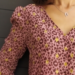 CALY blouse imprimé léopard flocage doré femme