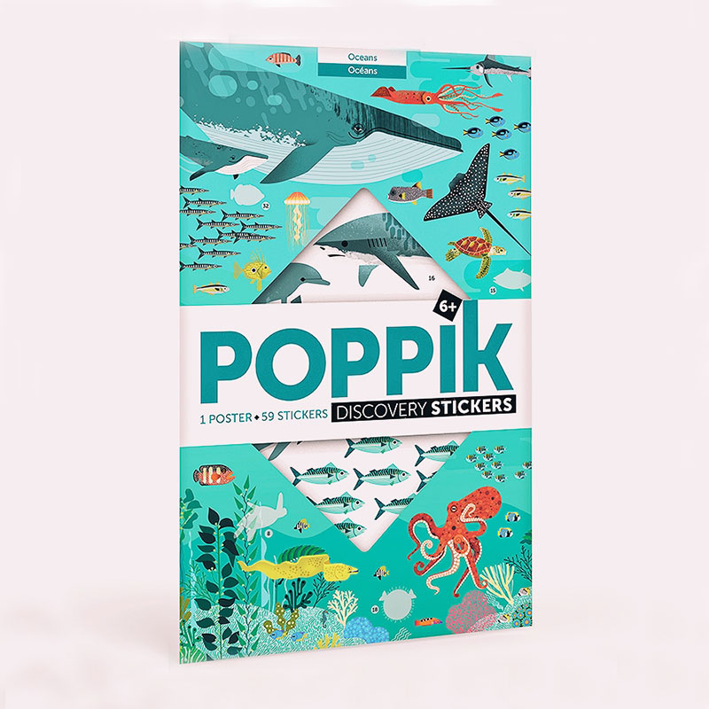 Poster géant et stickers autocollants Poppik - Jeu sur les océans