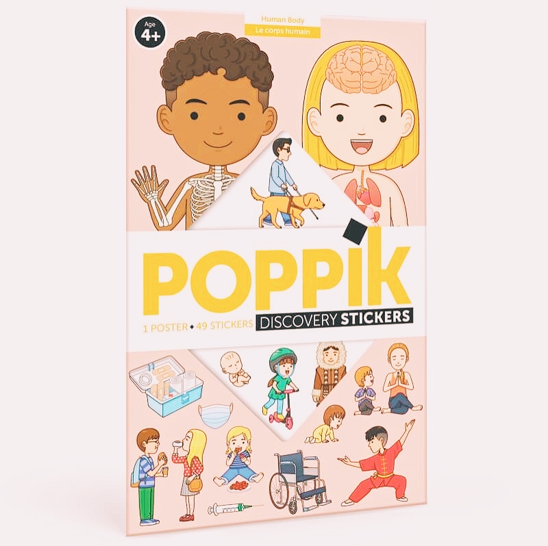 Poppik corps humain - poster pédagogique et stickers autocollants