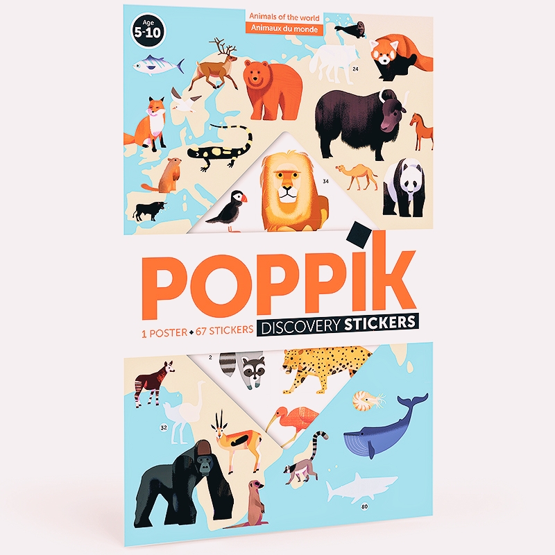 Poster géant et autocollant Poppik - Les animaux du monde