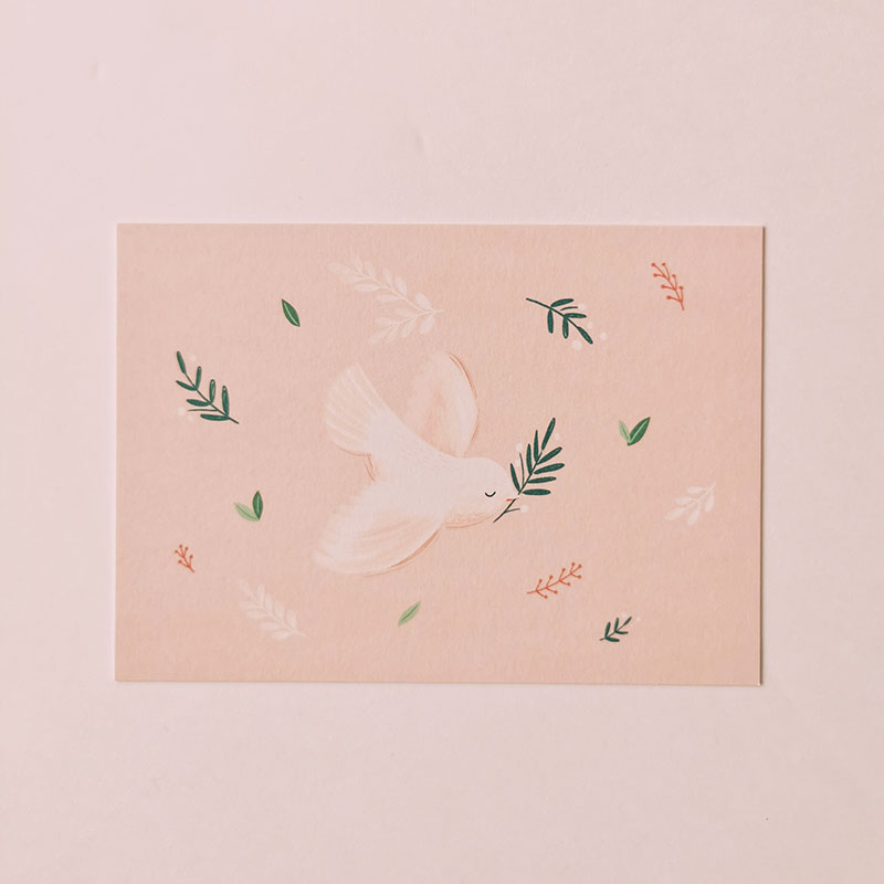 Carte postale oiseau rose