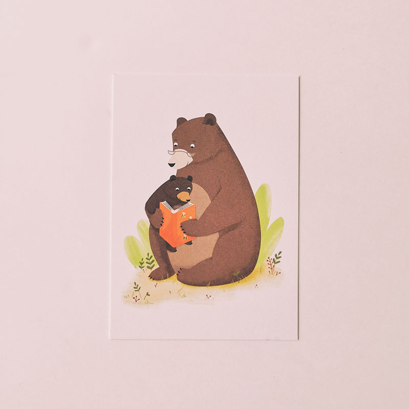 carte postale merci grand père papy ours