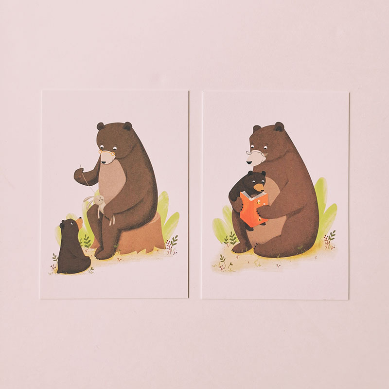 cartes postales grand père et grand mère ours