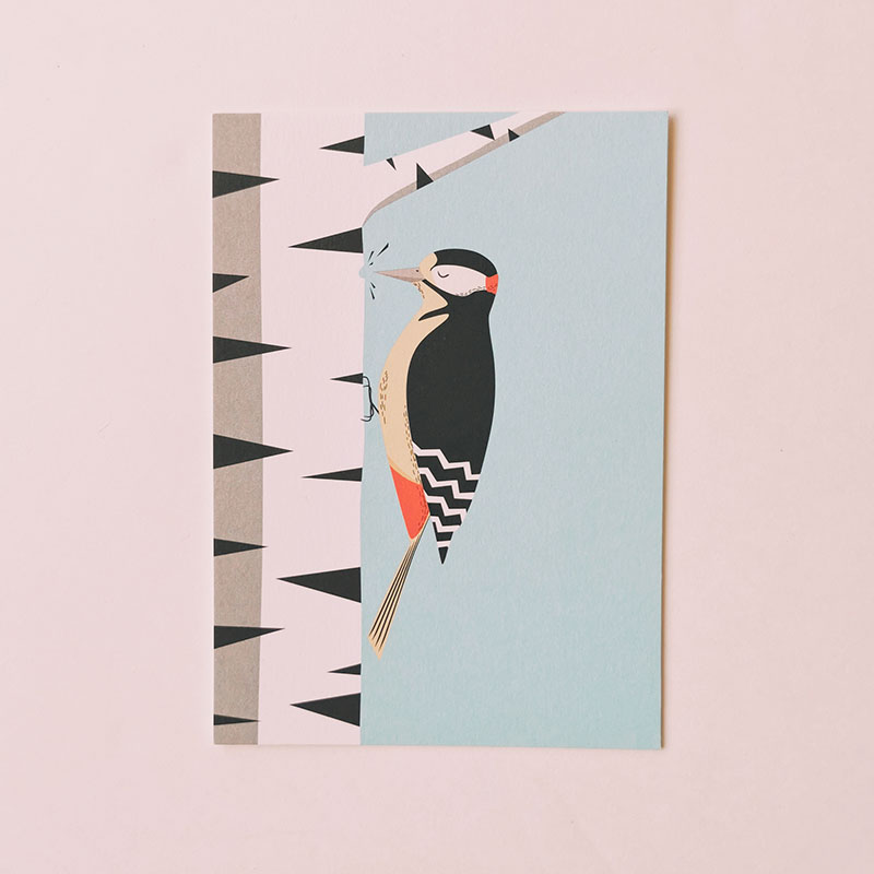 Carte postale oiseau - Pic Epeiche