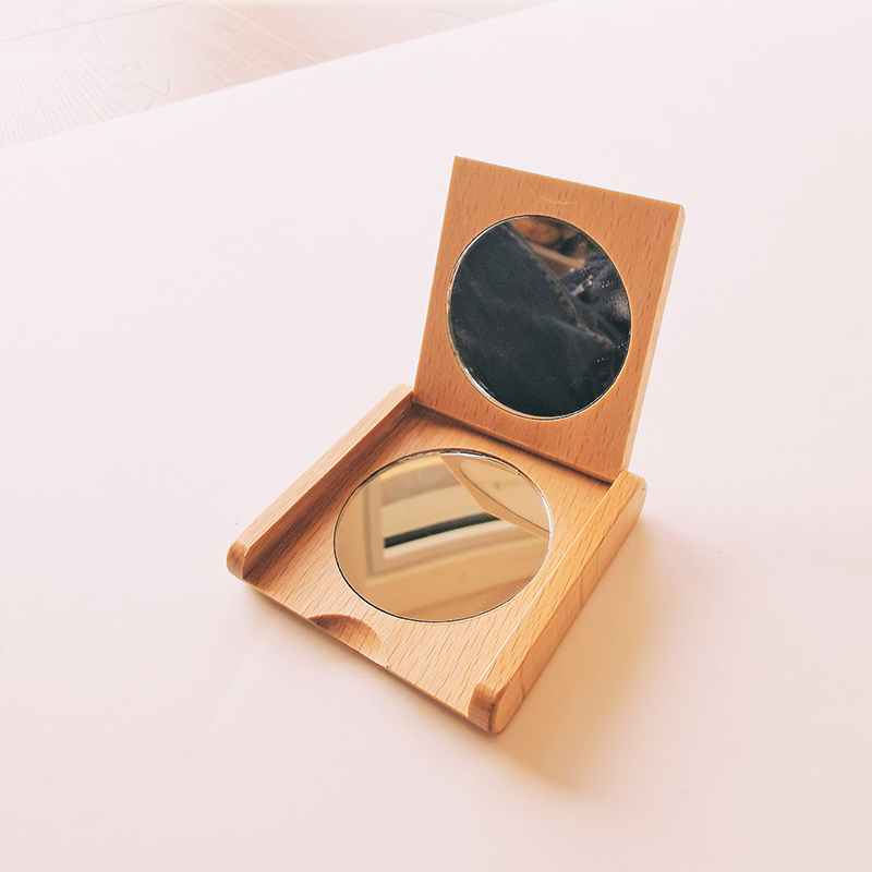 miroir de poche pour enfant et adulte en bois