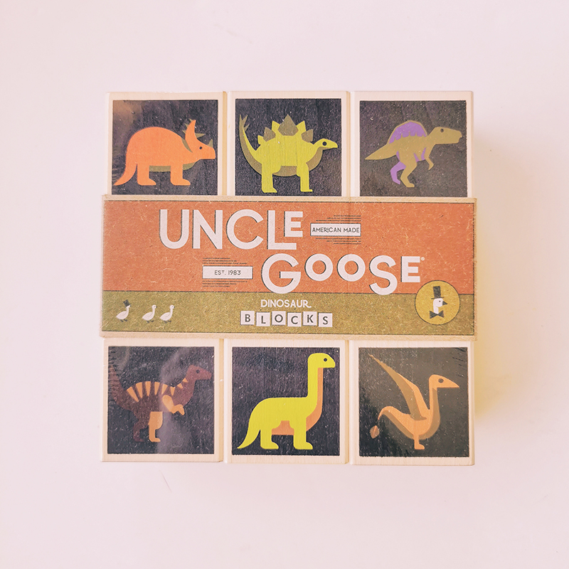 cubes en bois dinosaures uncle goose