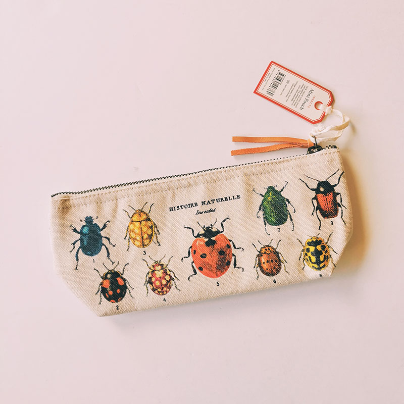Petite trousse à crayons vintage toile insectes - Cavallini & Co