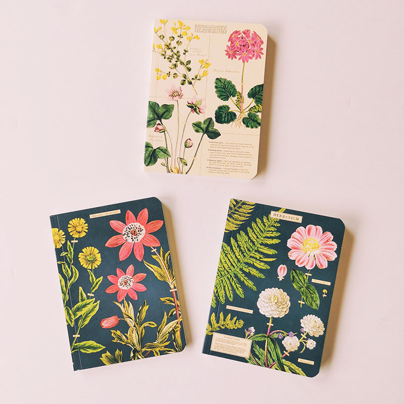 Lot de 3 petits carnets - Fleurs Herbarium